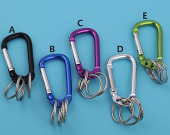 Aluminum Carabiner Keychain Clip with Rings - Camping Karabiner