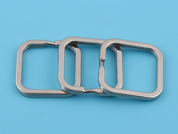 Silver Square Double Split Key Chain Ring: 30mm Iron