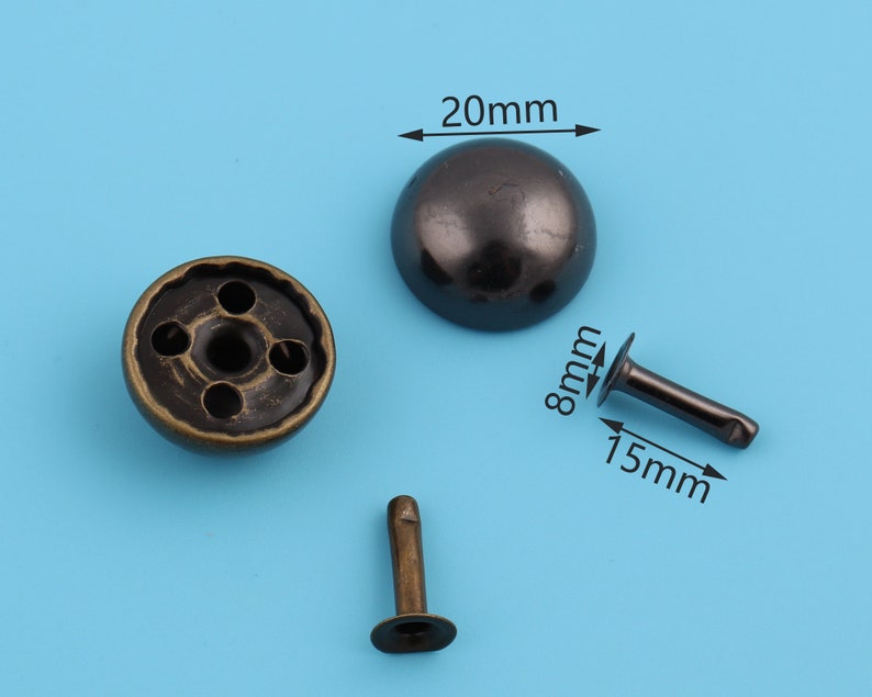 20mm Outer Metal Round Rivets Dome Mushroom Rivets Double Cap Rivets Rapid Studs Rivet Buttons Purse Leather Crafts Supply 34