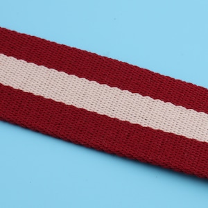 1.5‘’(38mm Width) Red White Stripes Cotton Webbing Belt Webbing Luggage Strap Webbing Fabric Cotton Twill Tape Natural Webbing