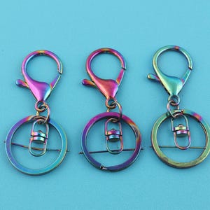 69mm Length Rainbow Keychain Ring Metal Lobster Clasp Swivel Snap Hooks Connector Wallet Keychain Keychain With A Clasp Bag Accessories