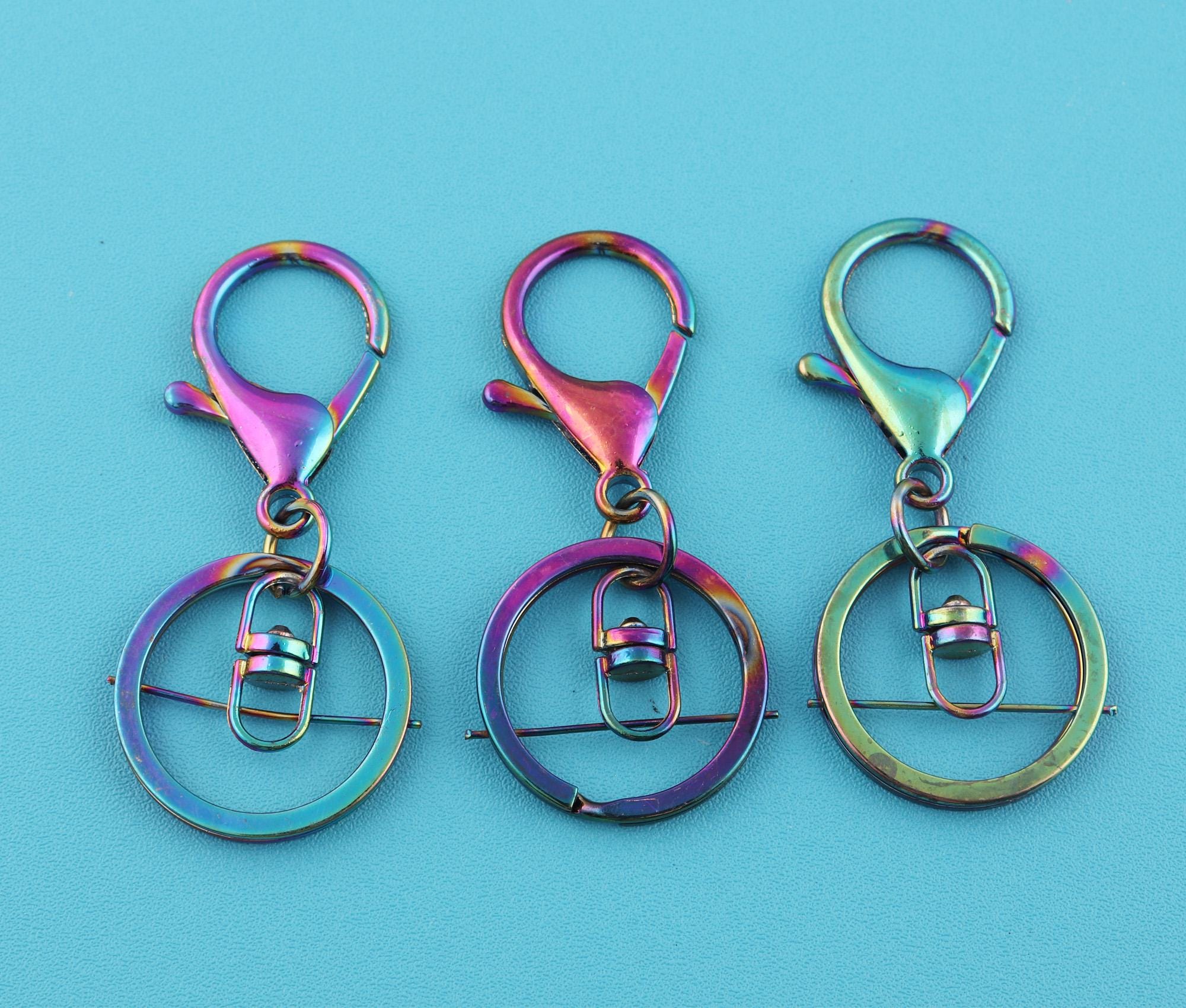 Rainbow Metal Keychain Ring With Lobster Clasp: Bag & Wallet