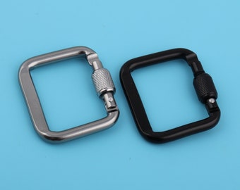 Aluminum Rectangle Carabiner Clip: Matte Black Spring Hook Keyring