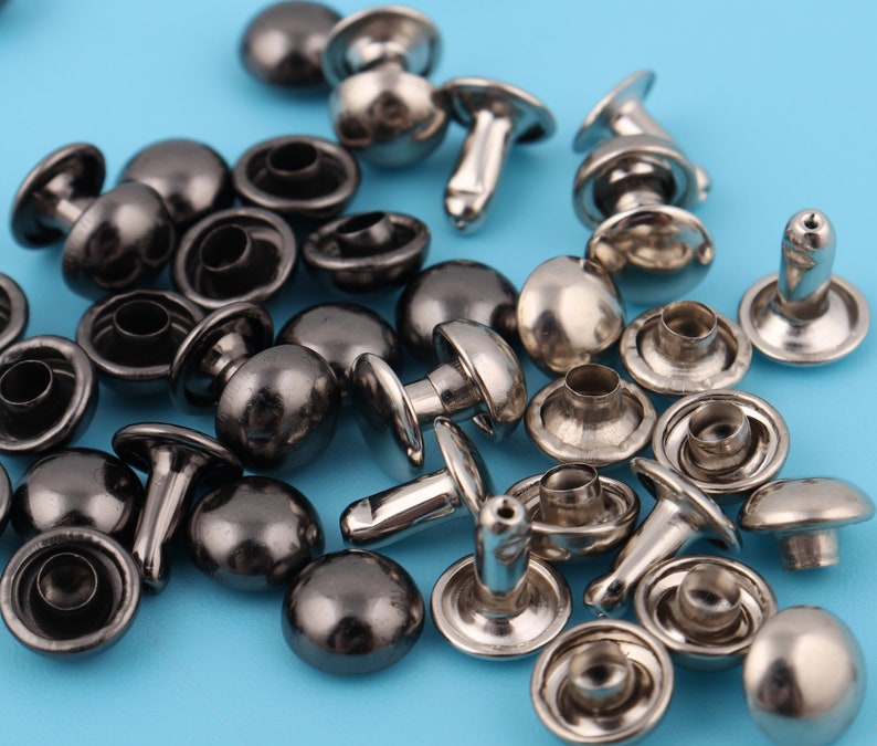 8mm Metal Double Cap Rivets: Round Dome Studs, Silver/gun Black - Etsy