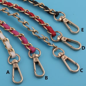 8mm Width Leather Handbag Purse Chain Light Gold Metal Crafting Shoulder Bag Strap Chain Replacement Purse Chain Trigger Clip Swivel Hook