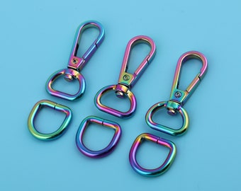 16mm Inner Rainbow Swivel Snap Clasp And D Ring Purse Bag Hardware Supplies