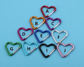 Heart Carabiner Clip: Aluminum Spring Hook Keyring - 44x40mm