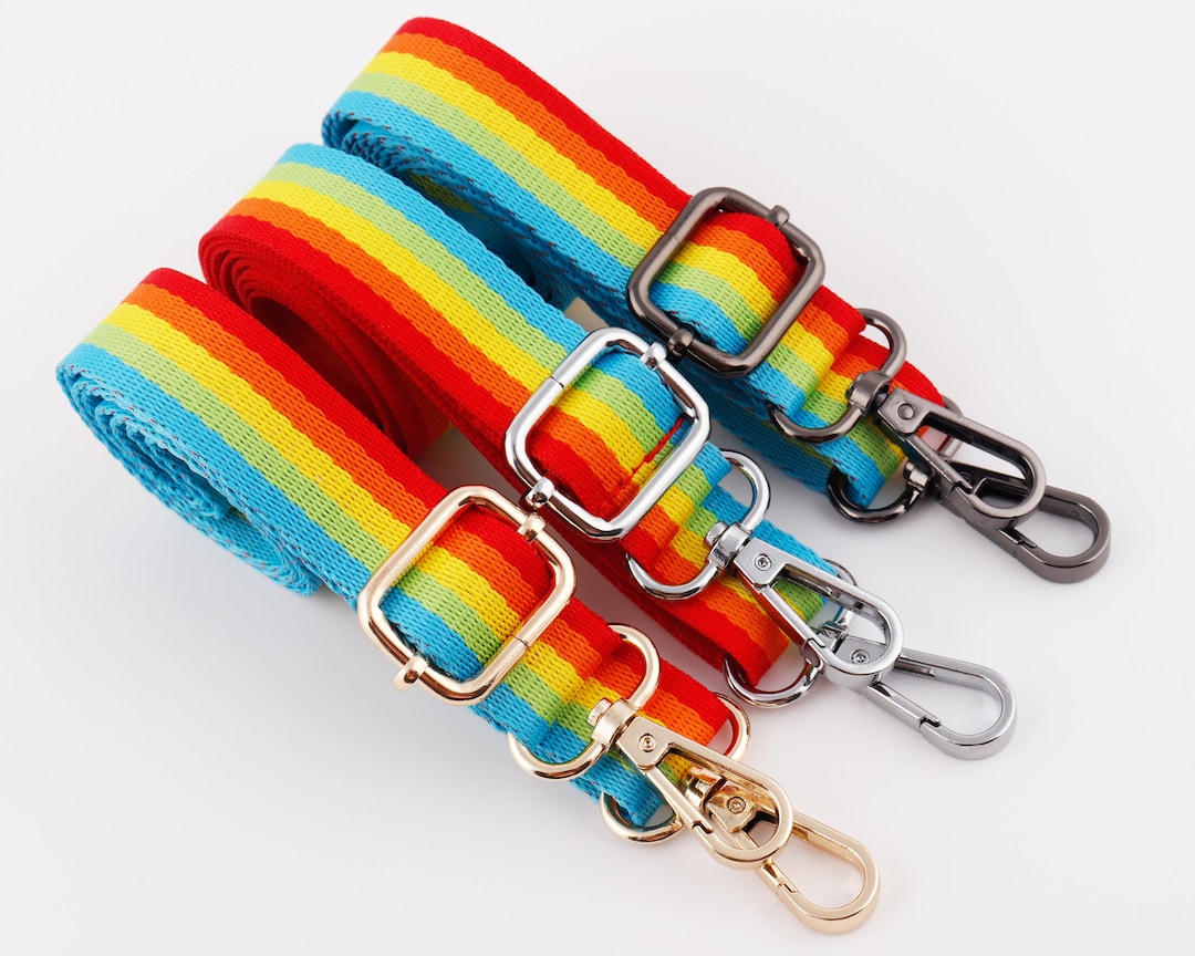 125mm Wide Adjustable Nylon Bag Strap Stripe Rainbow Purse Strap Cross