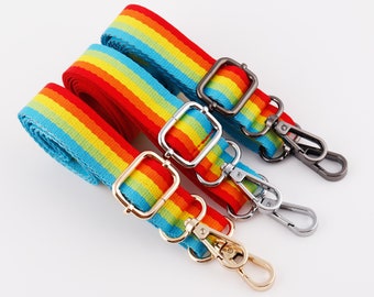 1&quot;(25mm) Wide Adjustable Nylon Bag Strap Stripe Rainbow Purse Strap Cross body Strap Shoulder Bag Strap Replacement