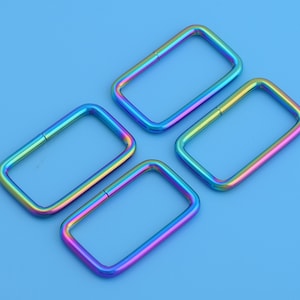 1.5&quot;(38mm) Rainbow Rectangle Buckle Metal Strap Ring Buckle Rectangle Link Connector Buckle 4-10 PCS A Pack Handbag Hardware
