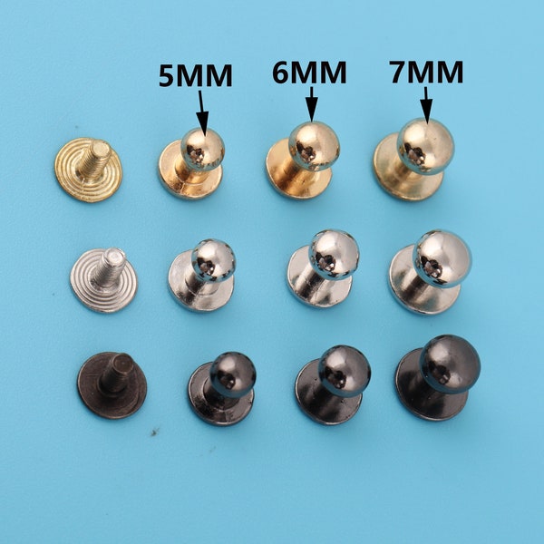 5mm / 6mm / 7mm Rivets à vis métallique Connecteur à vis Tête ronde Vis Retour Rivet Goujons Bouton Vis Retour Goujon Goujon Sac à main Matériel 10pcs / pack