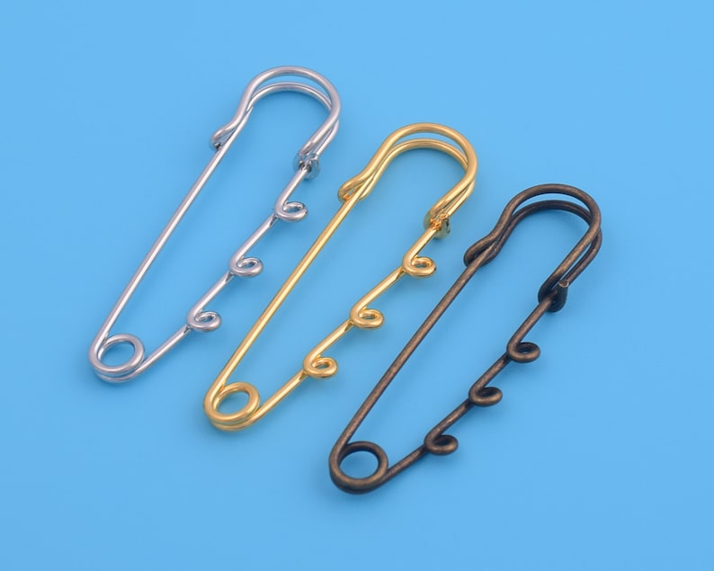60mm Length Safety Pins With Three Loops Coil Craft Brooch Etsy