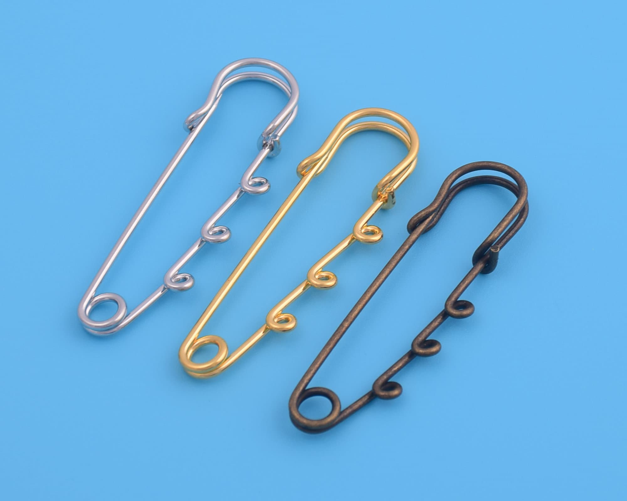 60mm Metal Safety Pins With Three Loops: Craft Brooch Pins - Etsy