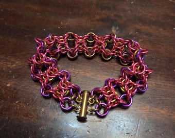 Royal Pink, Purple and Gold Lancelot Byzantine Bracelet