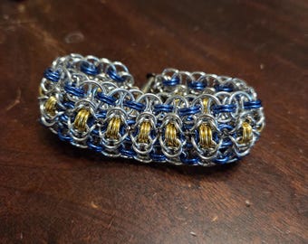 Silver, Blue and Yellow Rondo a la Byzantine Bracelet