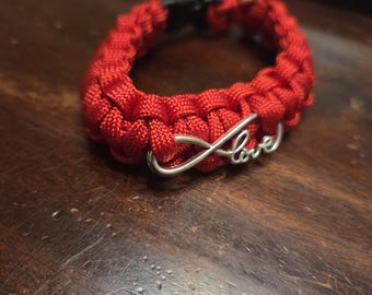 Red Infinite Love Paracord Bracelet (Daughter Sized)