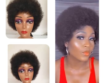 100% Afro short human hair wig in natural black