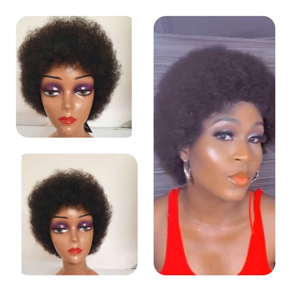 100% Afro short human hair wig in natural black