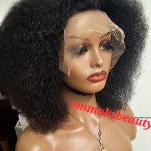 Lace Front 13x4 Afrokinky curly Virgin Peruvian unprocessed Human hair wig in 12inches,chemo wig, alopecia wigs
