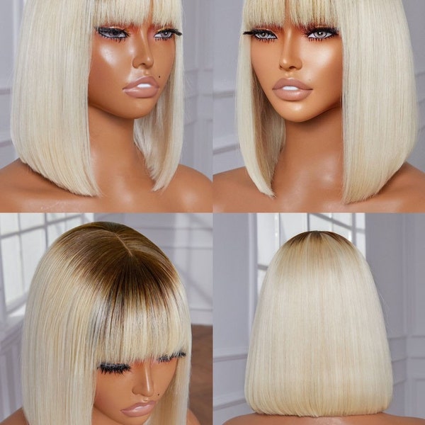 Platinum Human Hair Wig - Etsy
