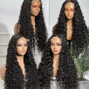 Virgin Peruvian Human 5x5 transparent lace Italian curly closure Wigs.