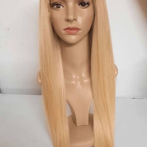 Glueless Luxurious high quality genuine  Vietnamese human hair 5x5 lace closure wig Bleached blonde
