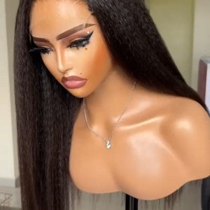 Glueless Virgin unprocessed Peruvian Raw human hair side part  kinky straight  short bob wig 20inches