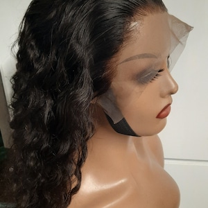 Virgin Peruvian deepwave Human Hair 13x4 Lace Front  Wig  Human Hair Wig 16 inches  200density6