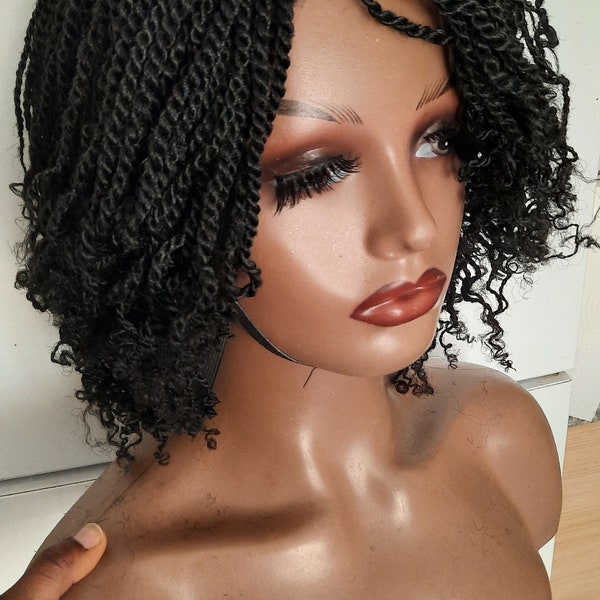 Ready to ship!! Handmade kinky twisted braided short wig