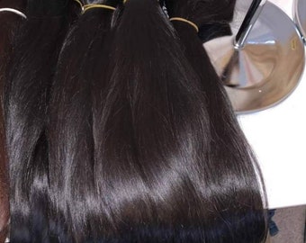 Raw Vietnamese unprocessed Premium super double drawn quality human hair straight in natural Black