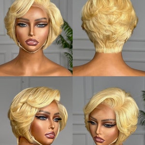 Blond #613 100% Peruaans mensenhaar van hoge kwaliteit, kort pixiesnit