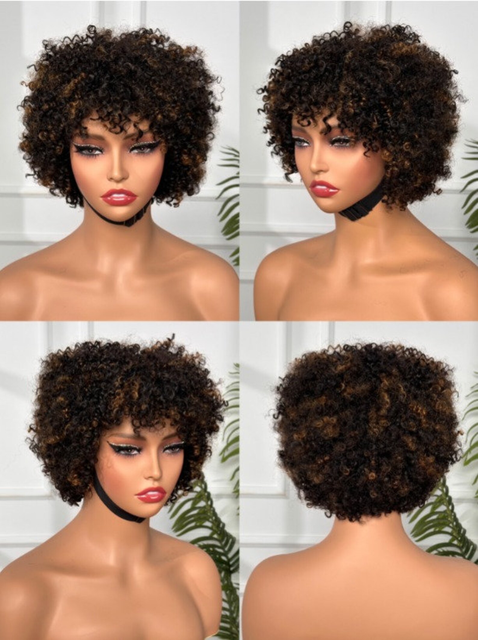 High Quality Jerry Curly Short Pixie Cut Non Lace Wig in Natural Black