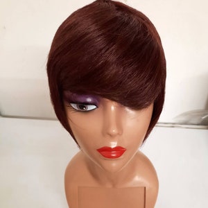 100% Brazilian human hair pixie cut short wig in #99j