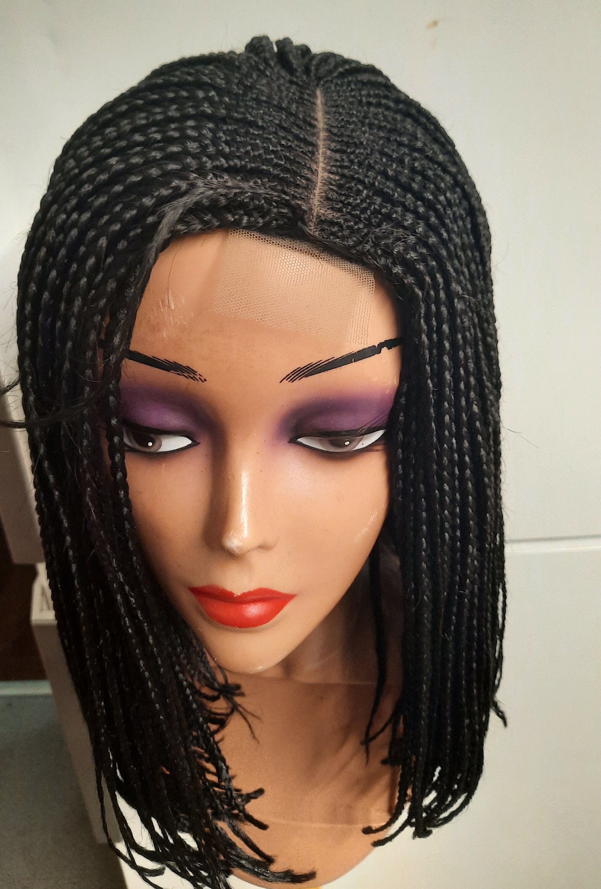Side Part Ghana / Conrow Bob Braided Wig in Black and Also Available in ...