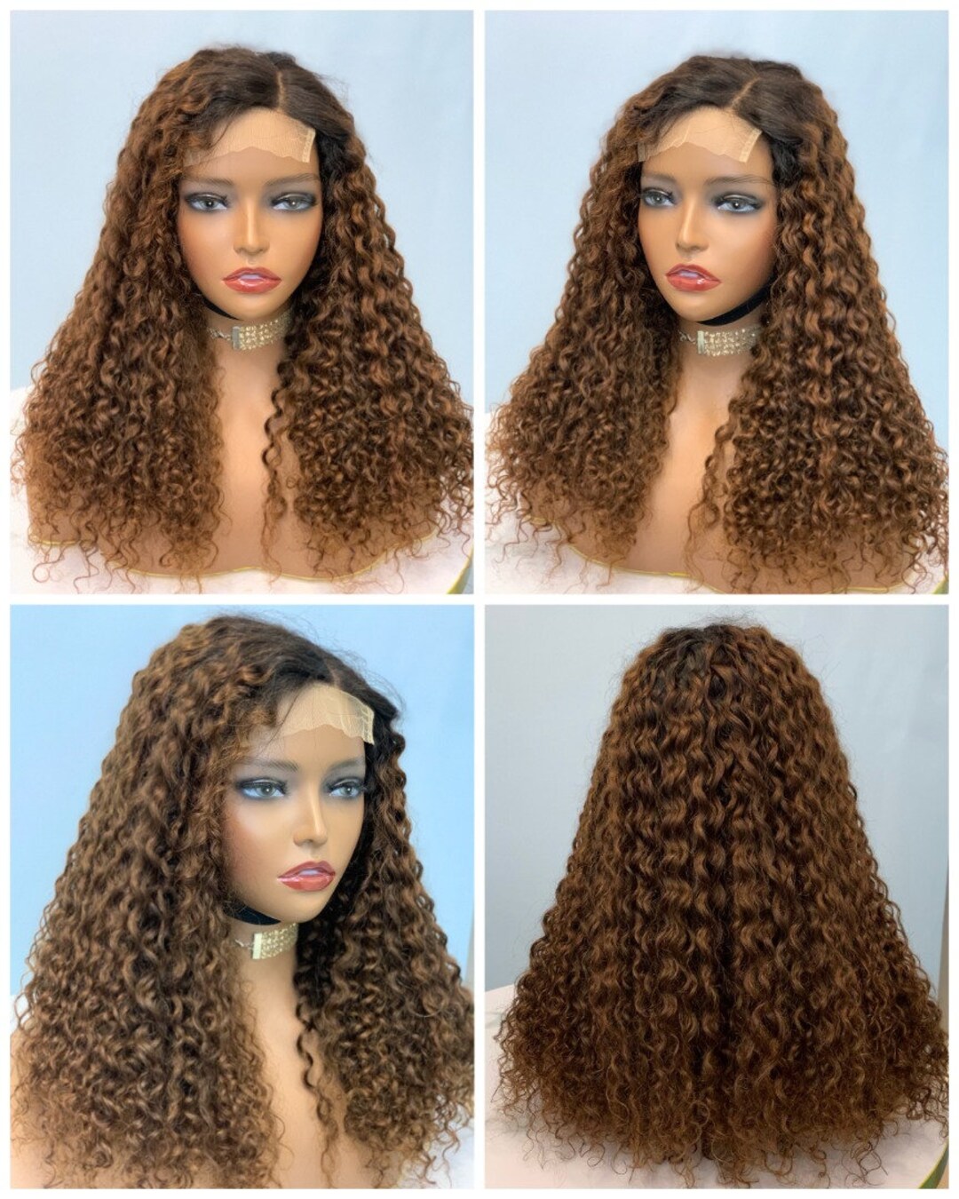Brazilian Human Hair Curly 4x4 Lace Closure Wig 20inches - Etsy display picture 3