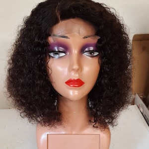 Kinky curly Brazilian human hair wig in 12nches