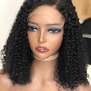14inches Jerry curly 4x4 lace closure Peruvian Bob wig