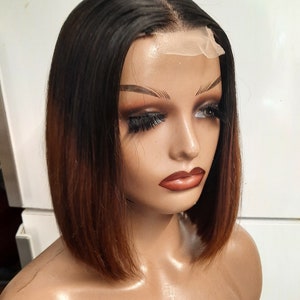 Glueless Virgin Peruvian unprocessed  Raw human hair SDD  Bone straight bob wig 10inches