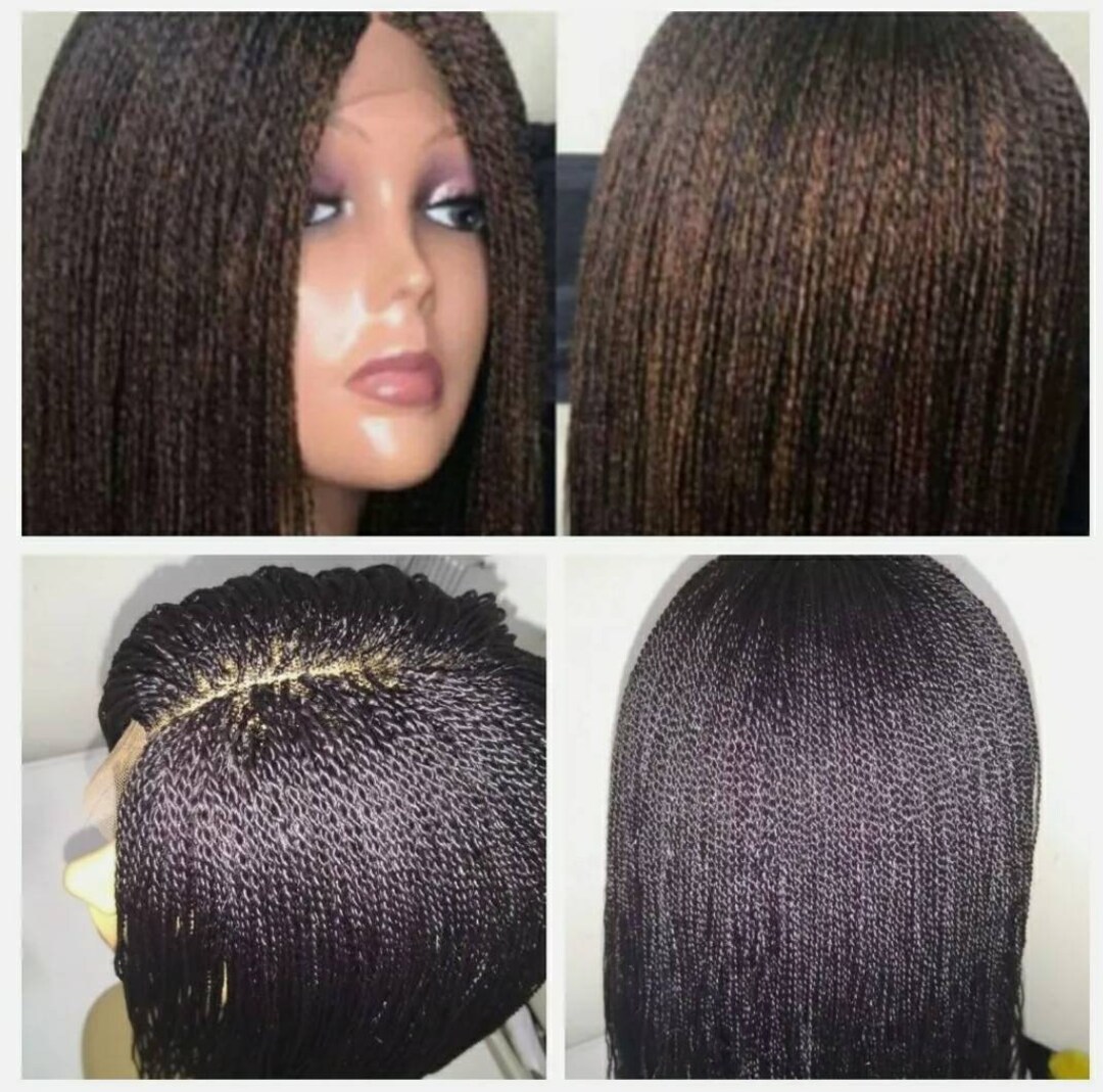 Nano Twist Blunt Cut Bob Braided Middle Part Wig Iin 33/30 and 1/purple