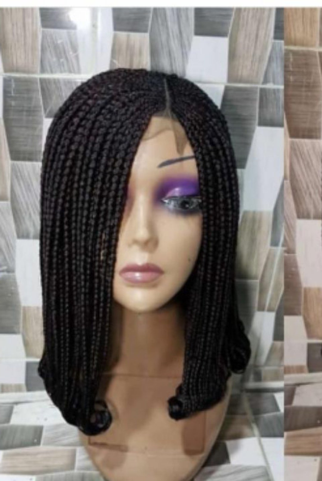 Side Part Ghana / Conrow Bob Braided Wig in Black and Also Available in ...