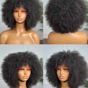 Brazilian Afro-kinkycurly non lace Human Hair Wigs Black.