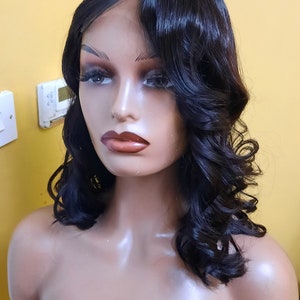 Luxury Side part Peruvian  unprocessed Human hair Bob wig in 14 inches