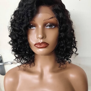 12inches side part Virgin Unprocessed deepwave 4x4 closure wig