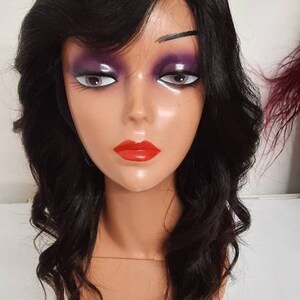 Virgin Peruvian Human Hair 2x6 lace closure BODYWAVE wig. 16INCHES