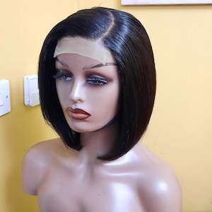 High quality virgin unprocessed Peruvian Raw human hair side part  short bob wig 10inches