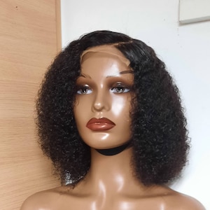 12inches kinkycurly  Virgin Unprocessed human hair lace closure side Hair Wigs.