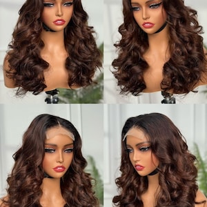 Bouncy curls Gluesless luxury quality Peruvian Virgin unprocessed human hair wig in 20inches