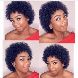 High quality Jerry curly short pixie cut non lace wig in natural black