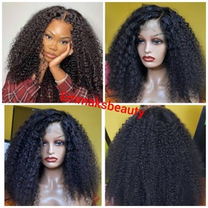 Ready to ship! 12A grade virgin unprocessed kinkycurly human hair full 13x4 part lace front wig in 22inches