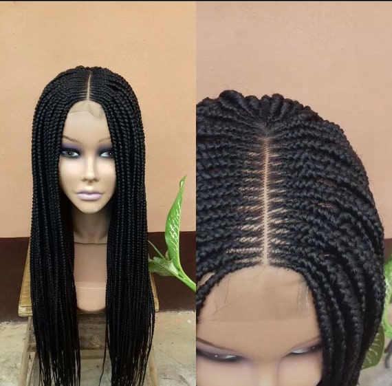Middle Part Box Braided Wig Ready To Ship 30 Etsy